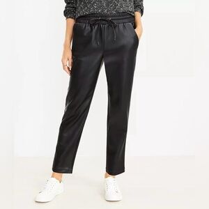 LOFT- Vegan leather tie stretchy waist pants